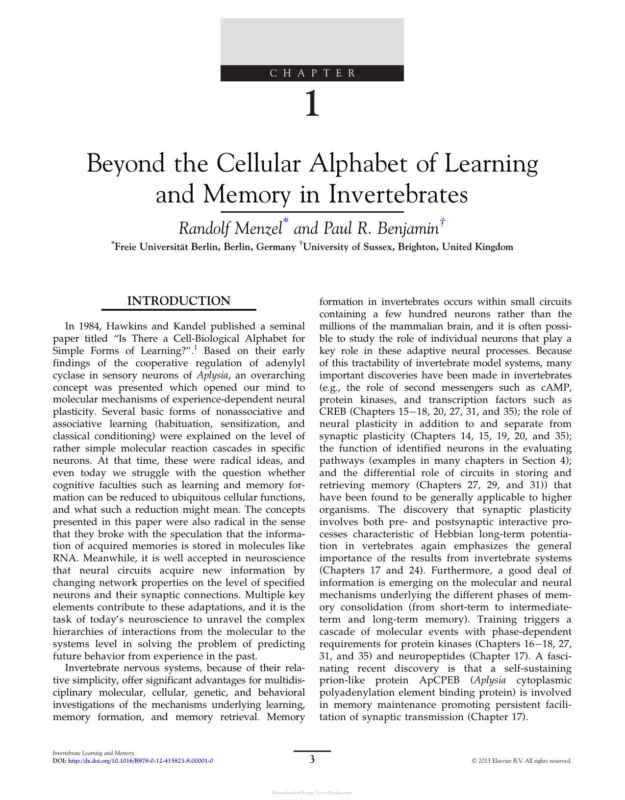 Invertebrate Learning And Memory