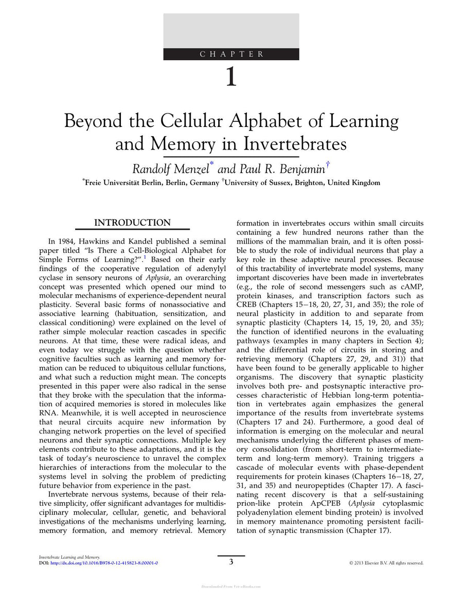Preview page of Invertebrate Learning and Memory