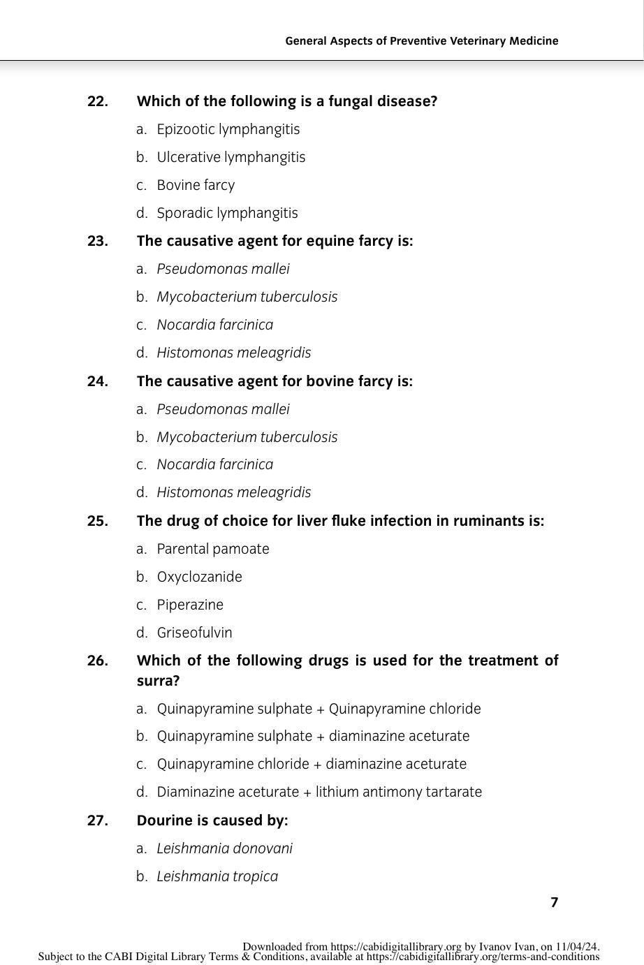 Key Questions In Preventative Farm Animal Medicine Volume 1 Types Causes And Treatment Of Infectious Diseases