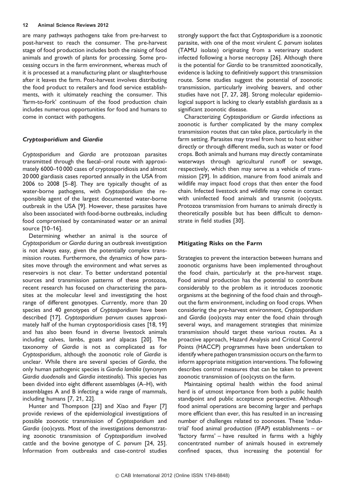 Animal Science Reviews 2012