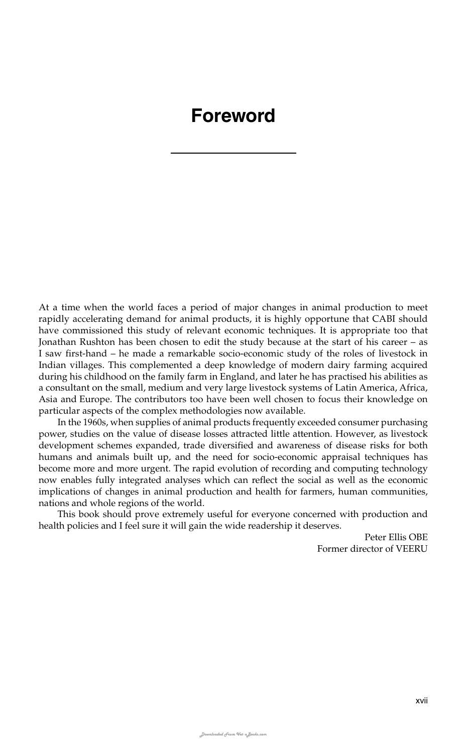 The Economics Of Animal Health And Production