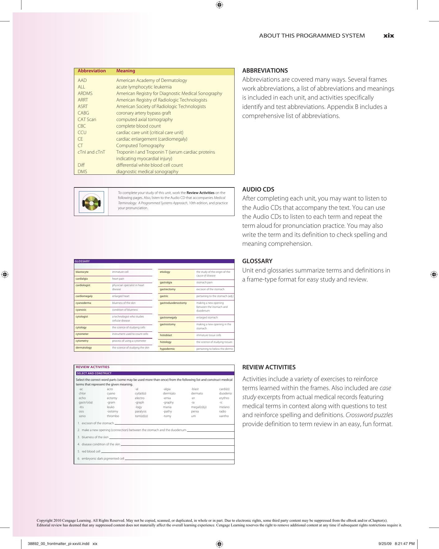 Medical Terminology A Programmed Systems Approach 10Th Edition