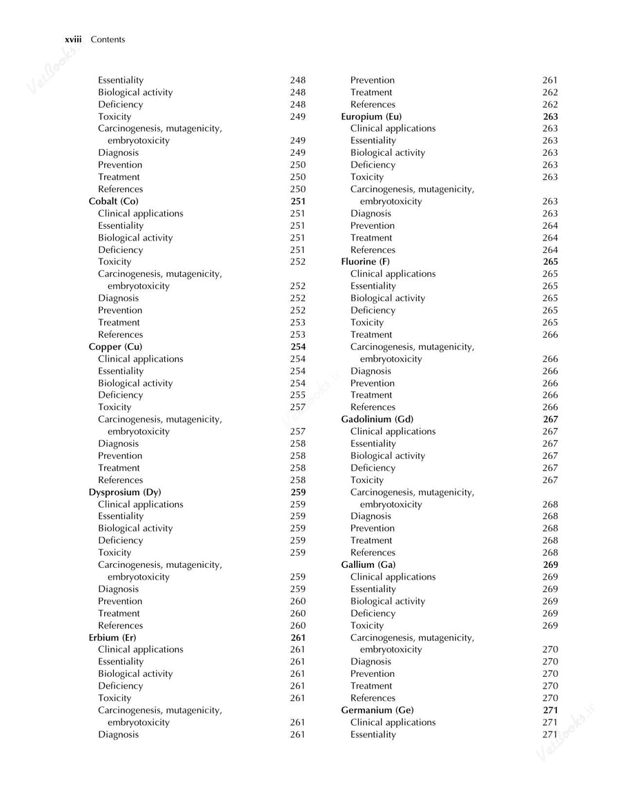 Preview page of Clinical Signs in Humans and Animals Associated with Minerals, Trace Elements and Rare Earth Elements