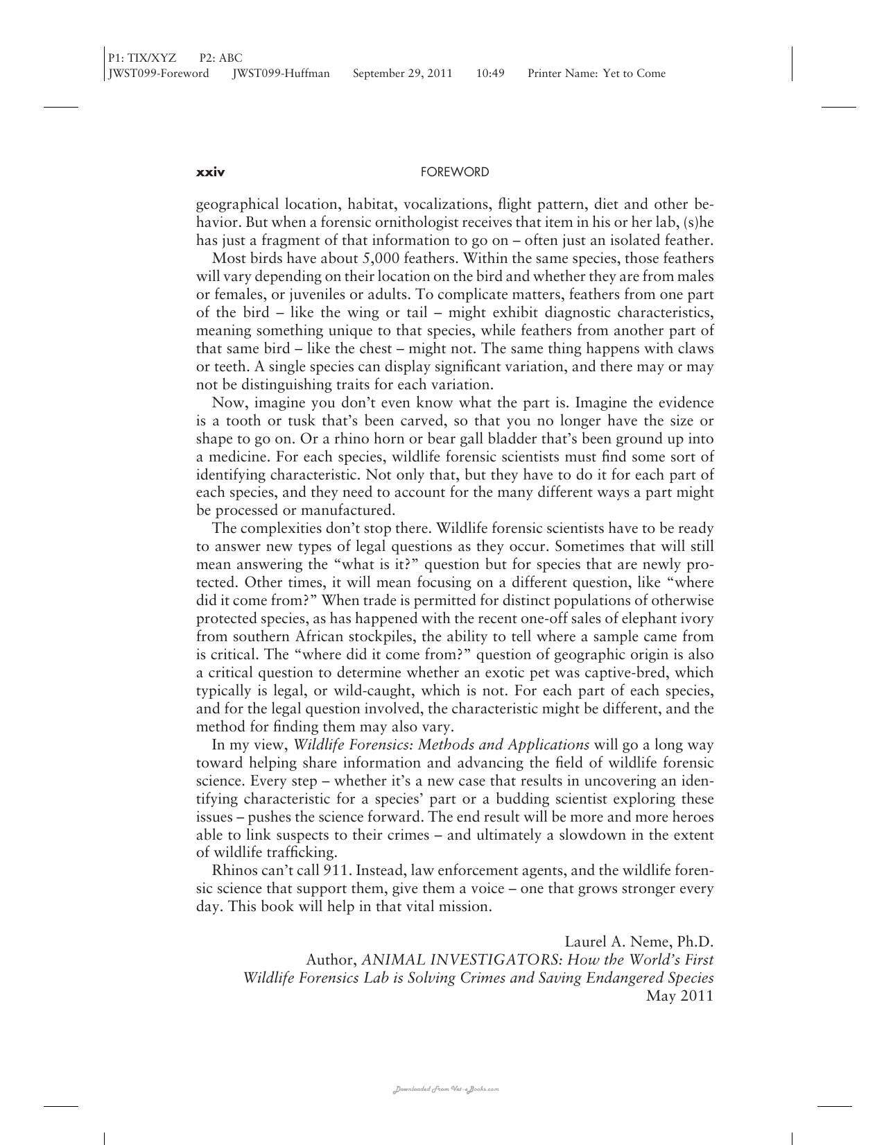 Wildlife Forensics Methods And Application