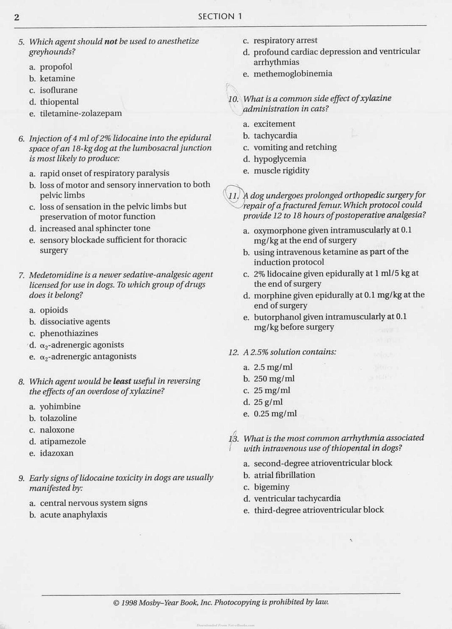 Mosbys Review Questions And Answers For Veterinary Boards Small Animal Medicine And Surgery 2Nd Edition