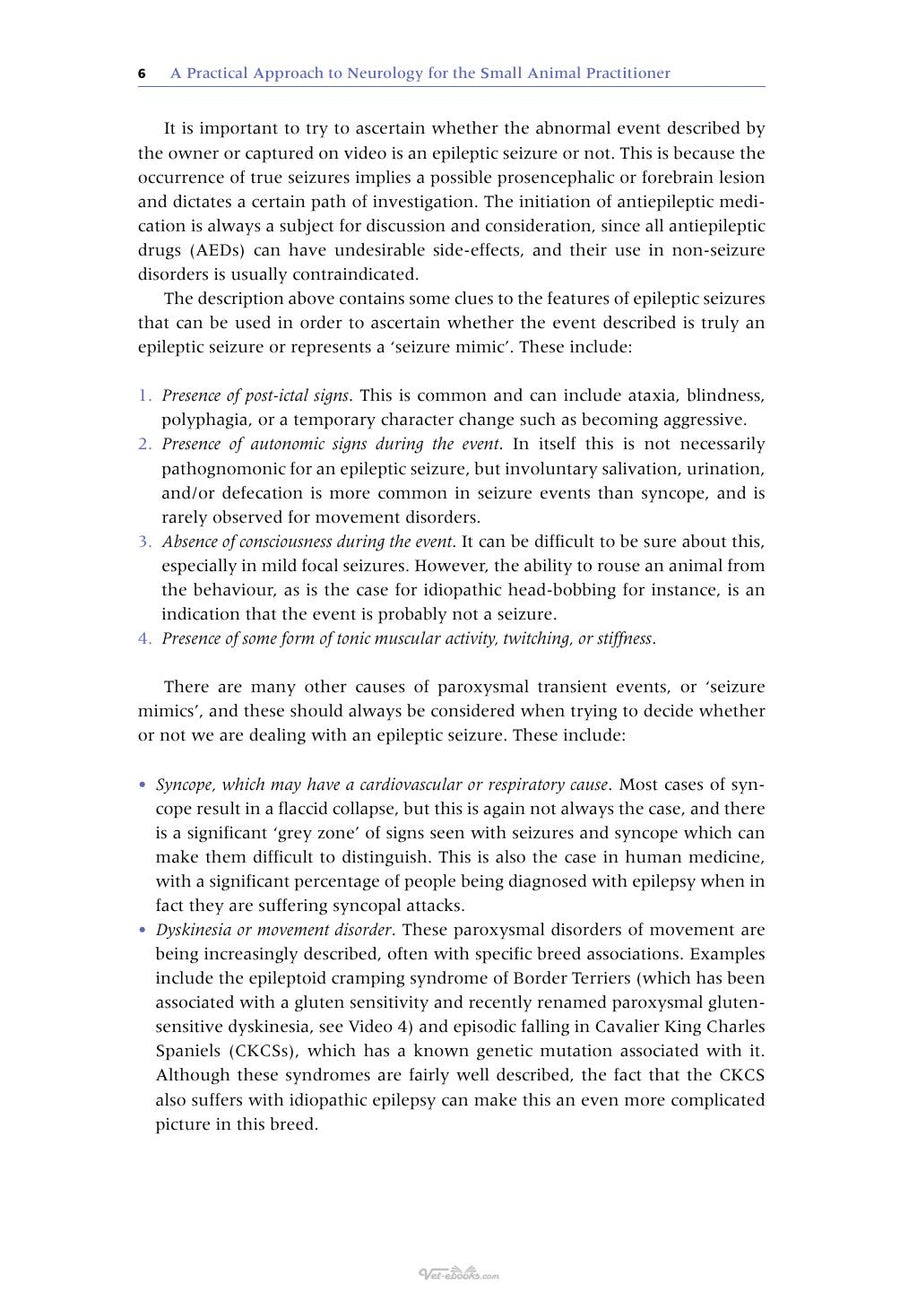 Preview page of A Practical Approach to Neurology for the Small Animal Practitioner