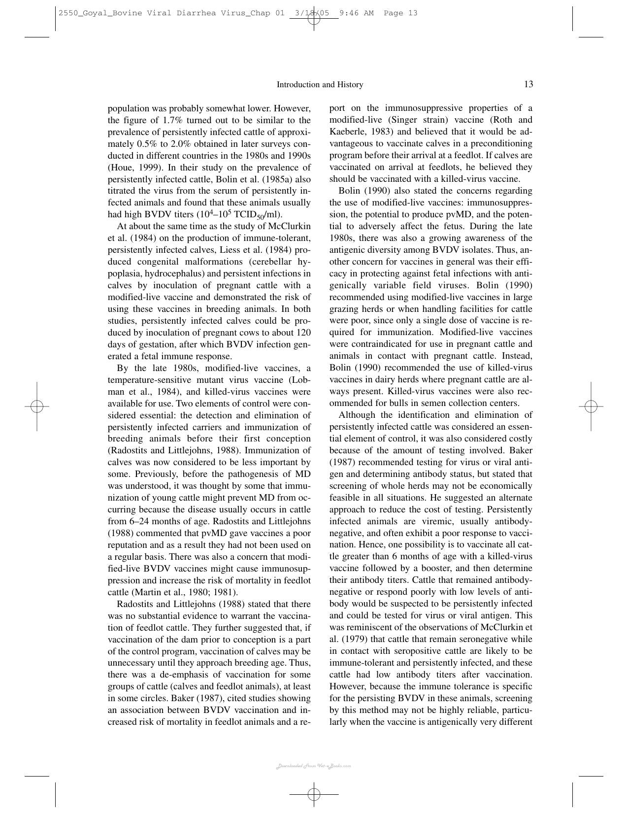 Bovine Viral Diarrhea Virus Diagnosis Management And Control