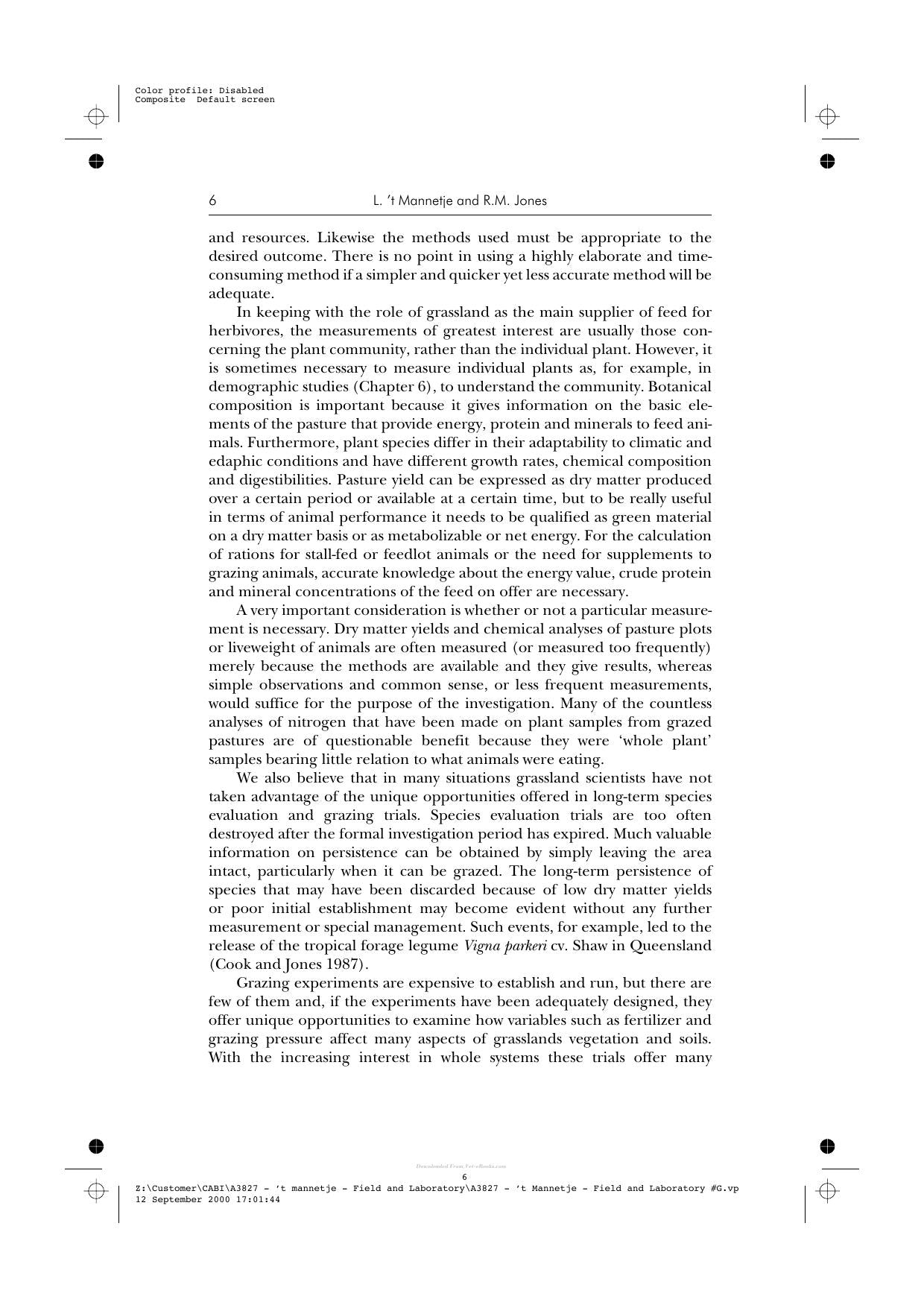 Field And Laboratory Methods For Grassland And Animal Production Research