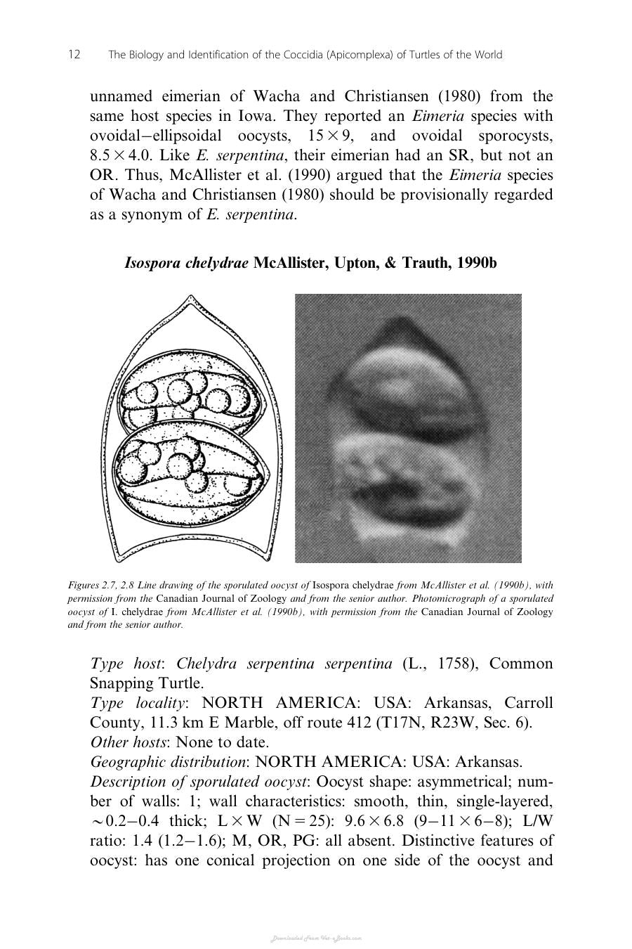 The Biology And Identification Of The Coccidia Apicomplexa Of Turtles Of The World