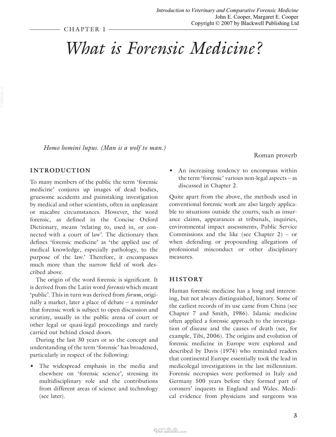 Introduction To Veterinary And Comparative Forensic Medicine