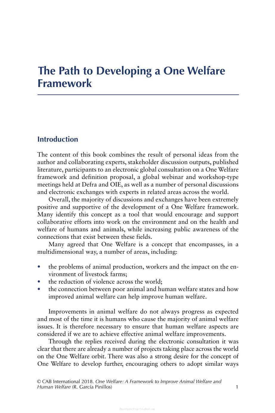 One Welfare A Framework To Improve Animal Welfare And Human Well Being
