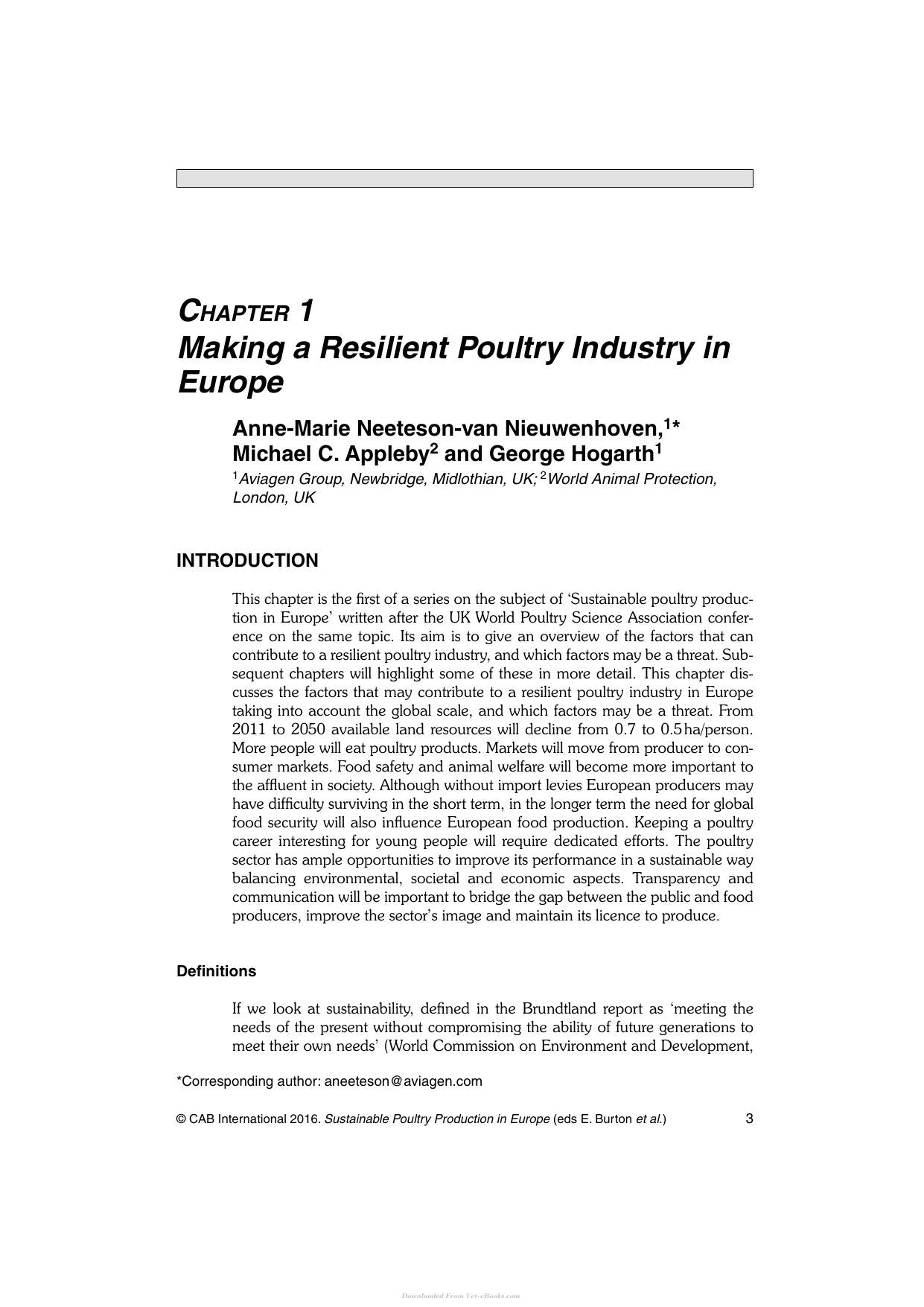 Sustainable Poultry Production In Europe
