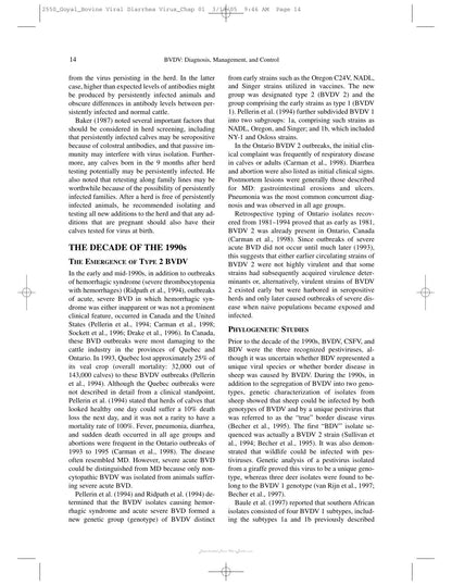 Bovine Viral Diarrhea Virus Diagnosis Management and Control