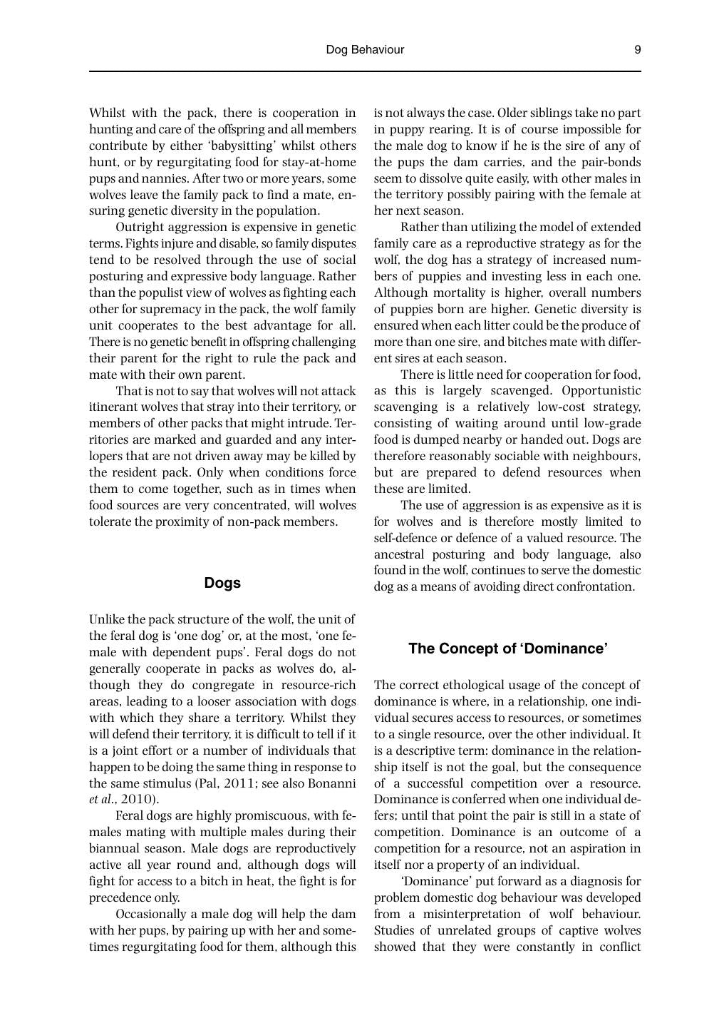 Companion Animal Behaviour Problems