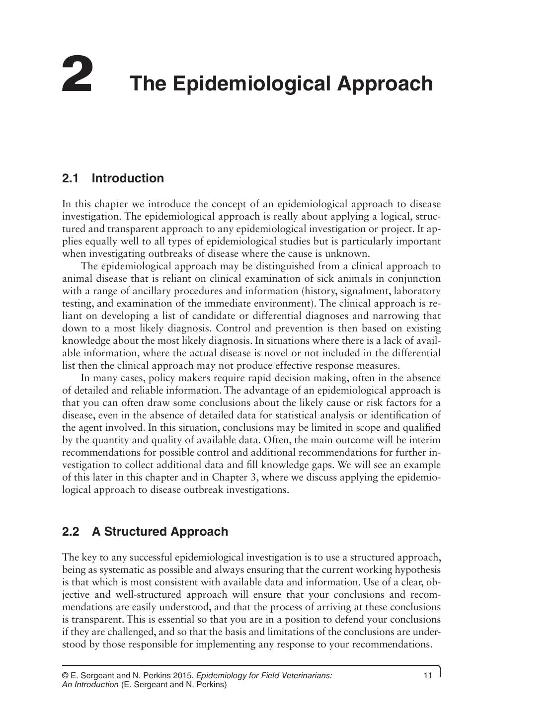 Epidemiology For Field Veterinarians An Introduction