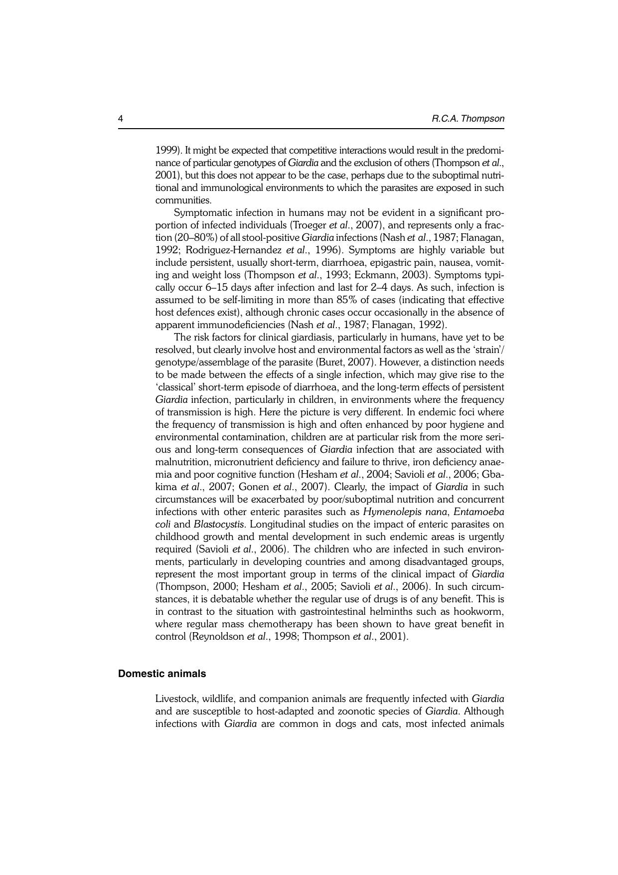 Giardia And Cryptosporidium From Molecules To Disease