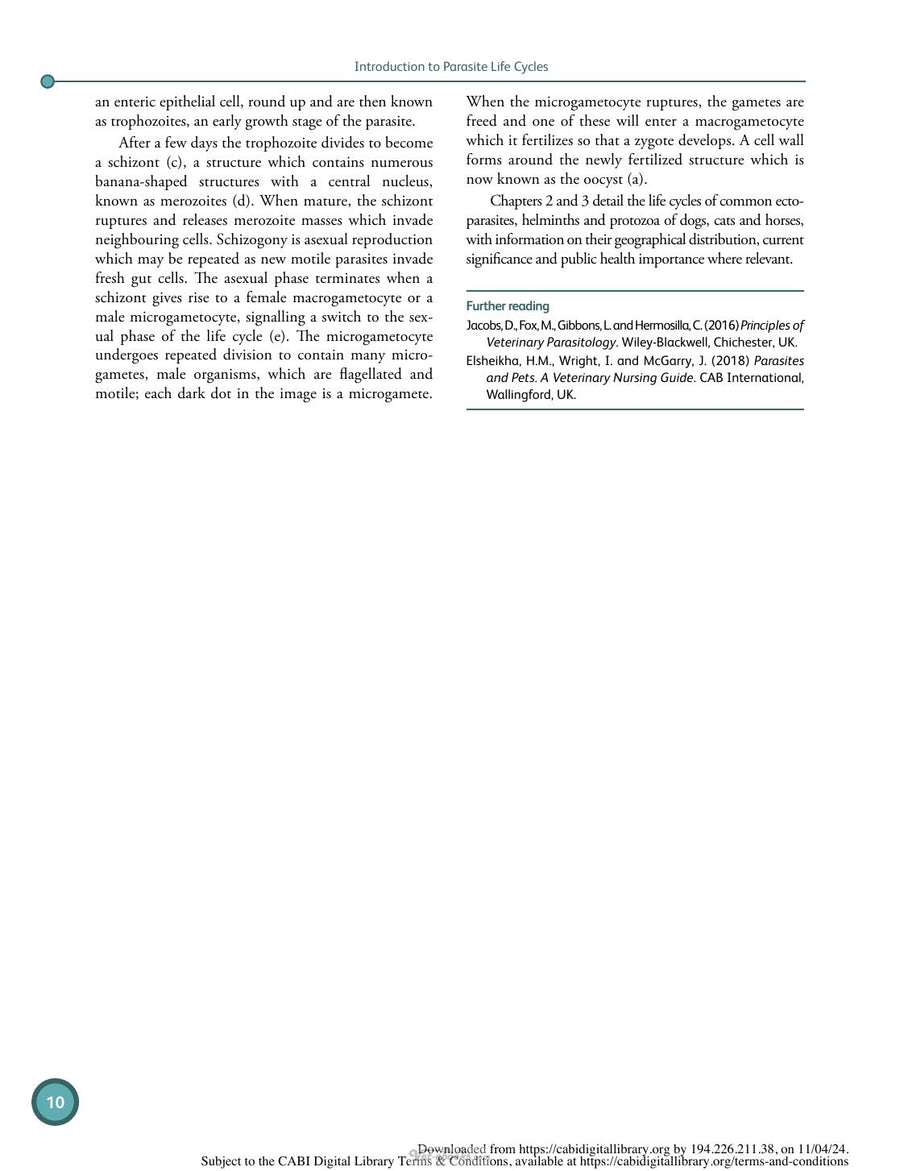 Preview page of A Colour Atlas of Companion Animal Parasites Life Cycles and Morphological Identification