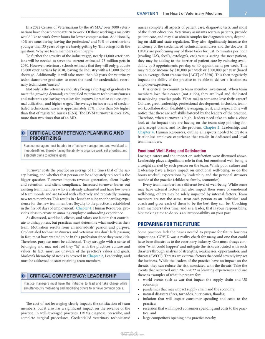 Preview page of Practice Management for the Veterinary Team 4th Edition