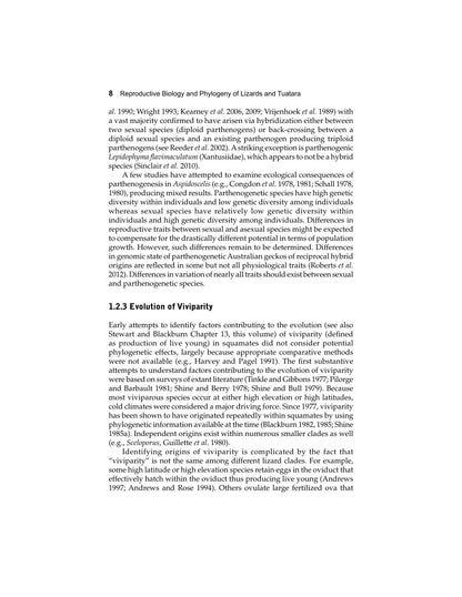Reproductive Biology Ad Phylogeny of Lizards and Tuatara