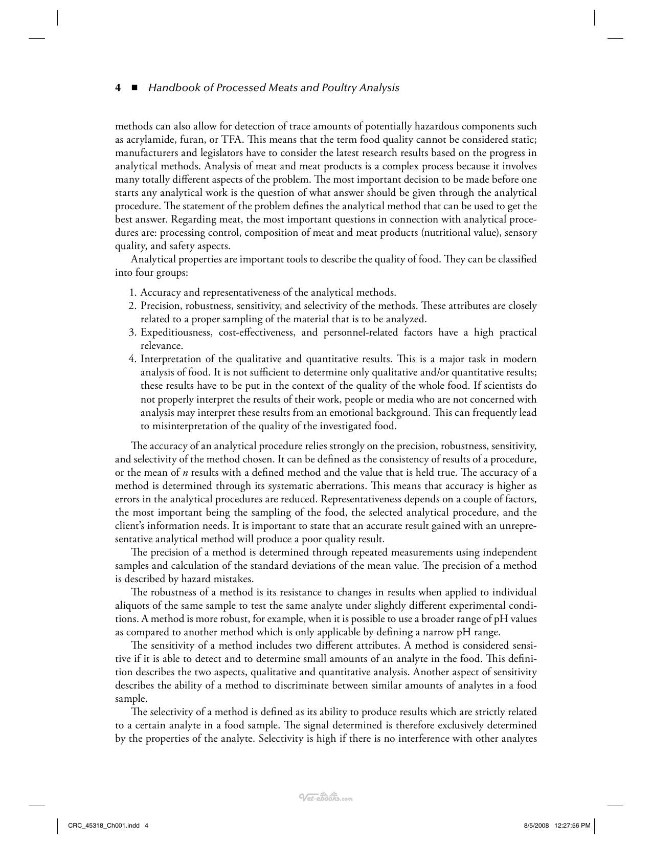 Handbook Of Processed Meats And Poultry Analysis