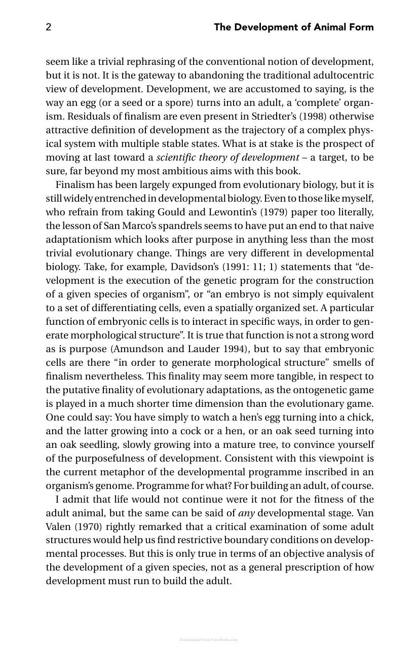The Development Of Animal Form Ontogeny Morphology And Evolution