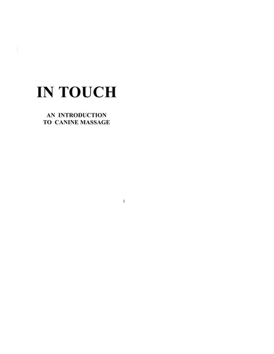 In Touch An Introduction To Canine Massage