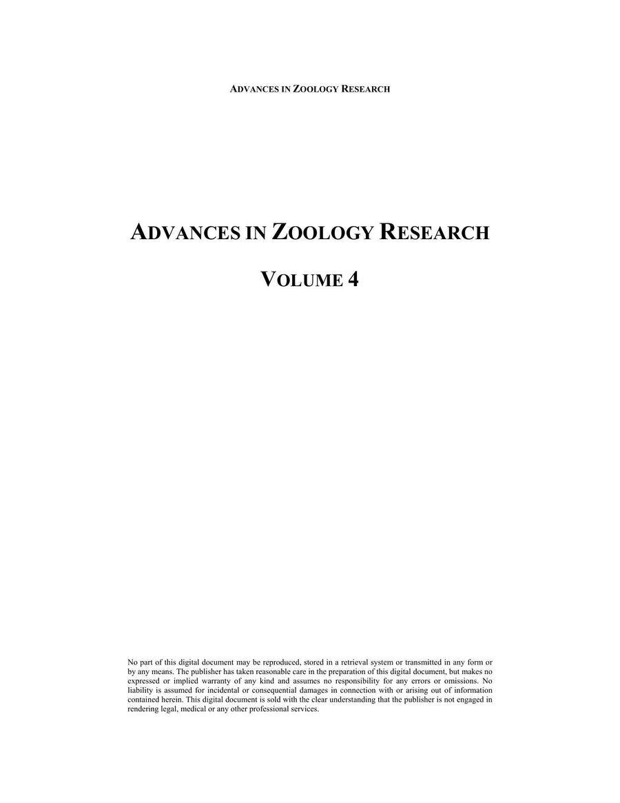Preview page of Advances in Zoology Research Volume 4