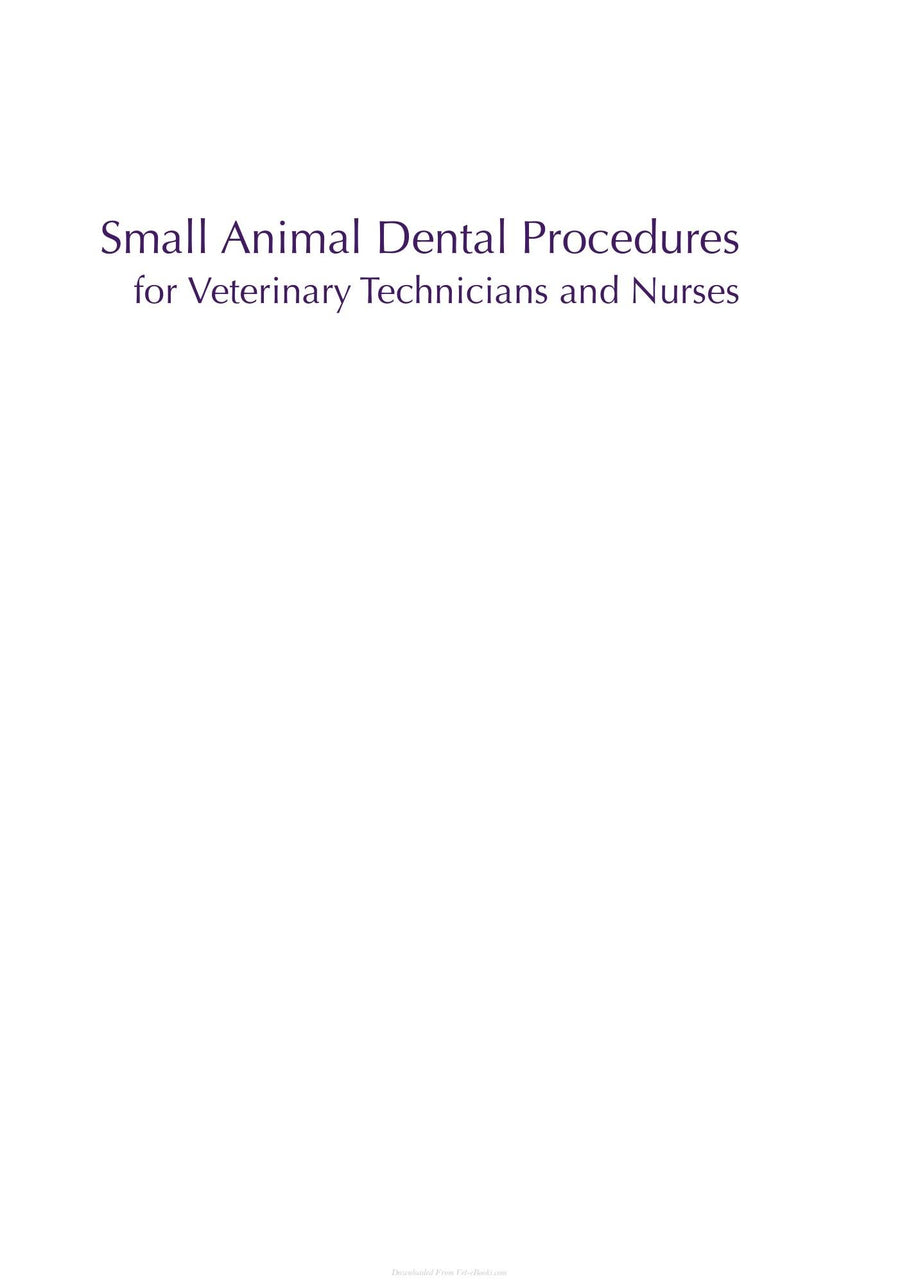 Preview page of Small Animal Dental Procedures for Veterinary Technicians and Nurses 2nd Edition
