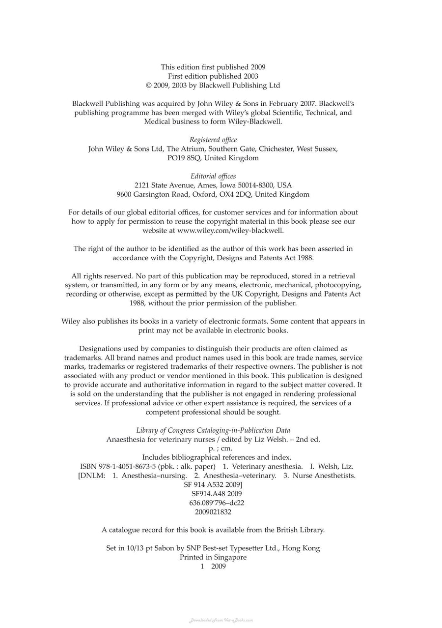 Preview page of Anaesthesia for Veterinary Nurses 2nd Edition