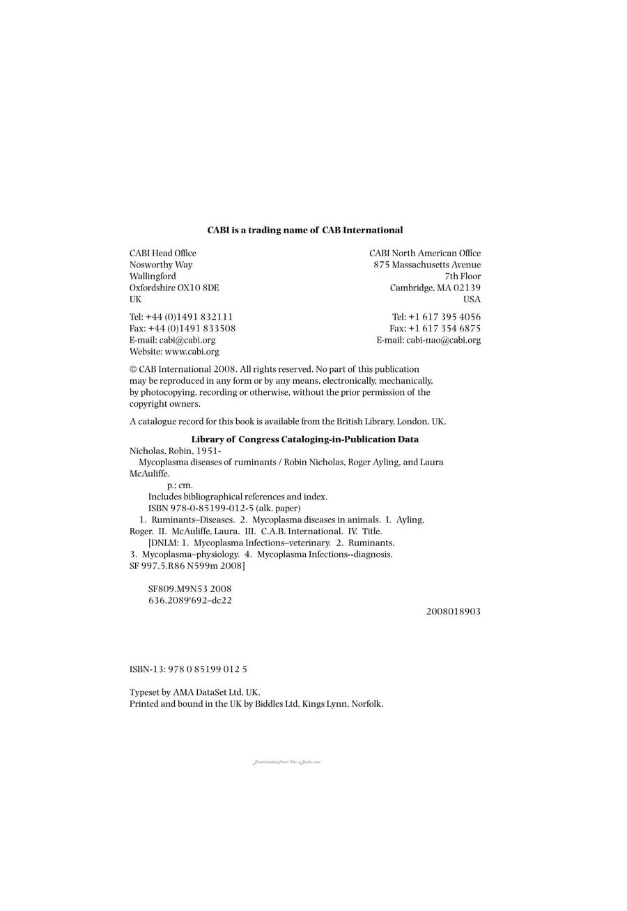 Preview page of Mycoplasma Diseases of Ruminants