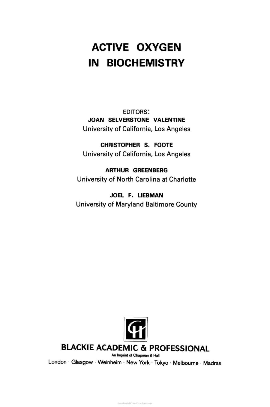 Preview page of Active Oxygen in Biochemistry