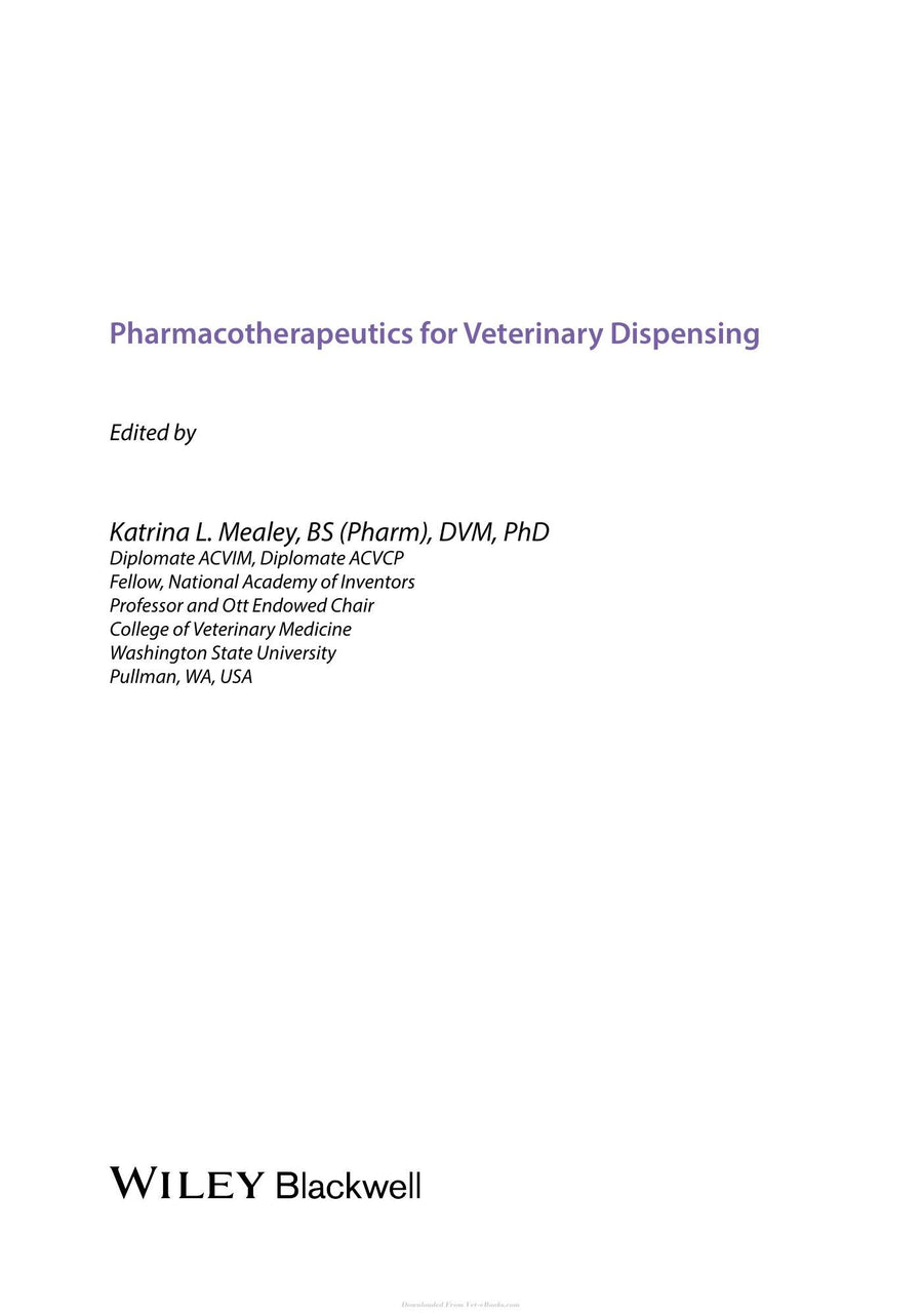 Preview page of Pharmacotherapeutics for Veterinary Dispensing