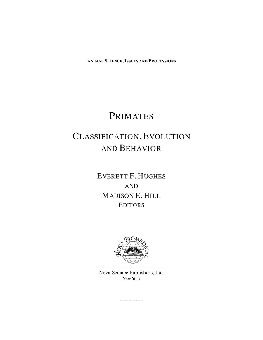 Preview page of Primates Classification Evolution and Behavior