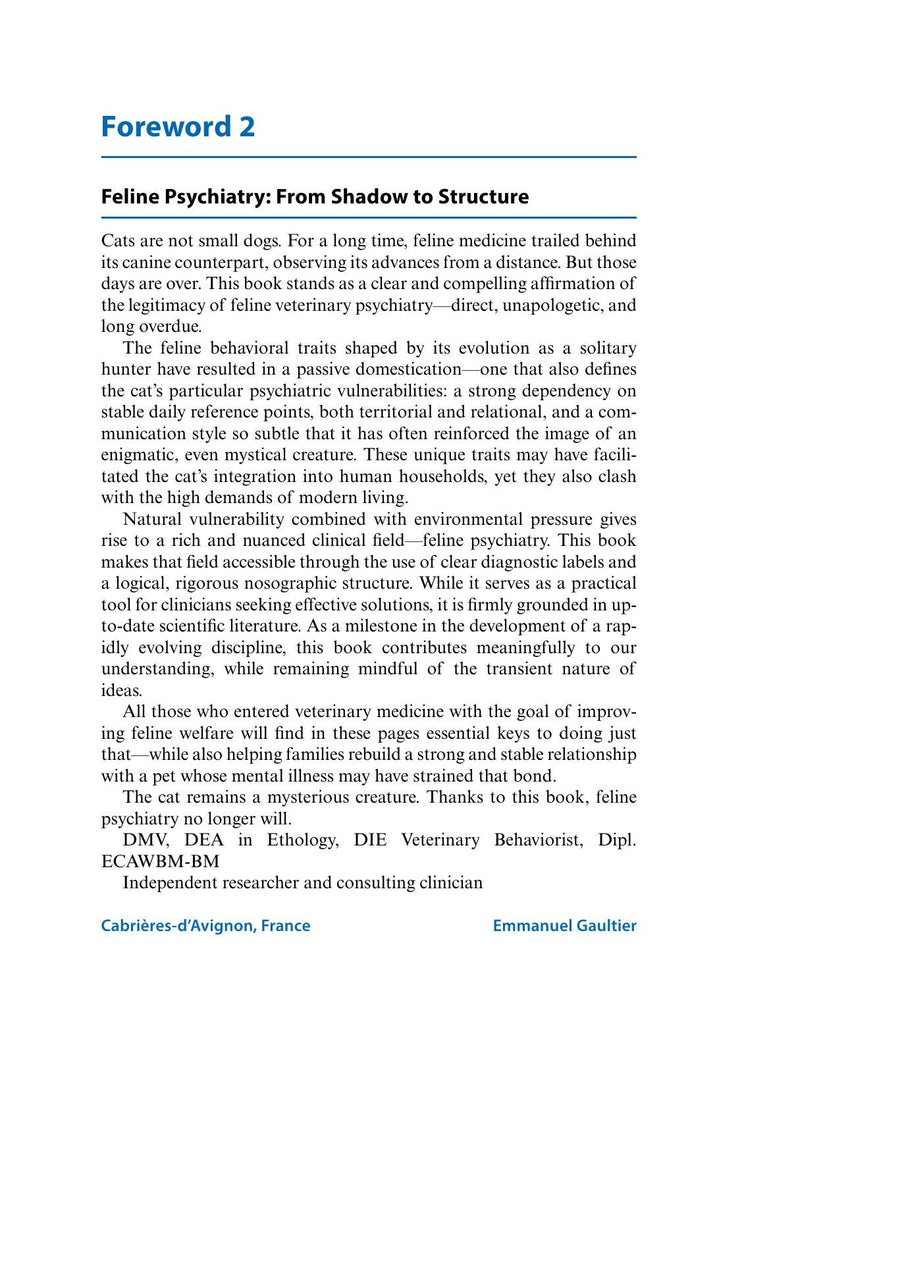 Preview page of Veterinary Psychiatry of the Cat Diagnosis and Treatment of Behavioral Disorders