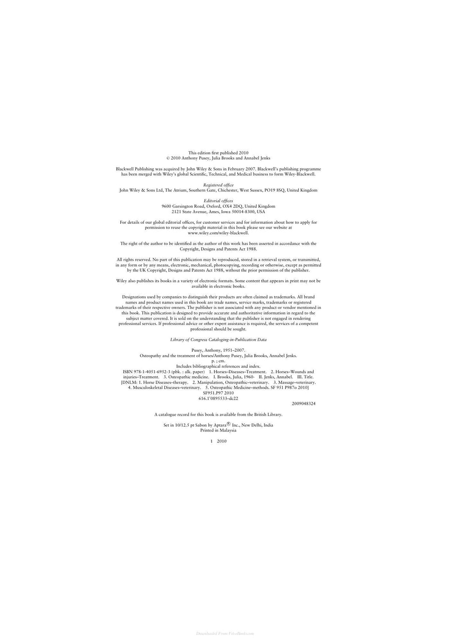 Preview page of Osteopathy and the Treatment of Horses