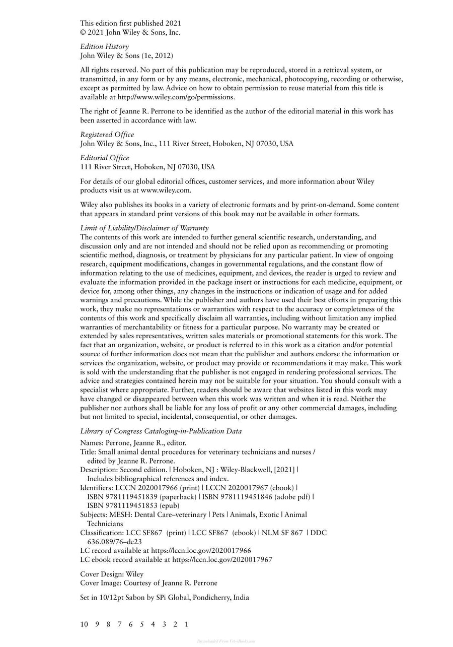 Preview page of Small Animal Dental Procedures for Veterinary Technicians and Nurses 2nd Edition