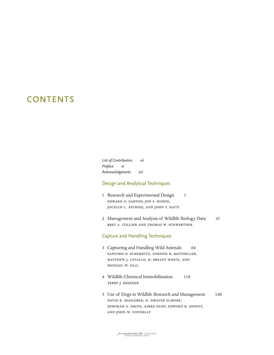 Preview page of The Wildlife Techniques Manual 2 Volume Set
