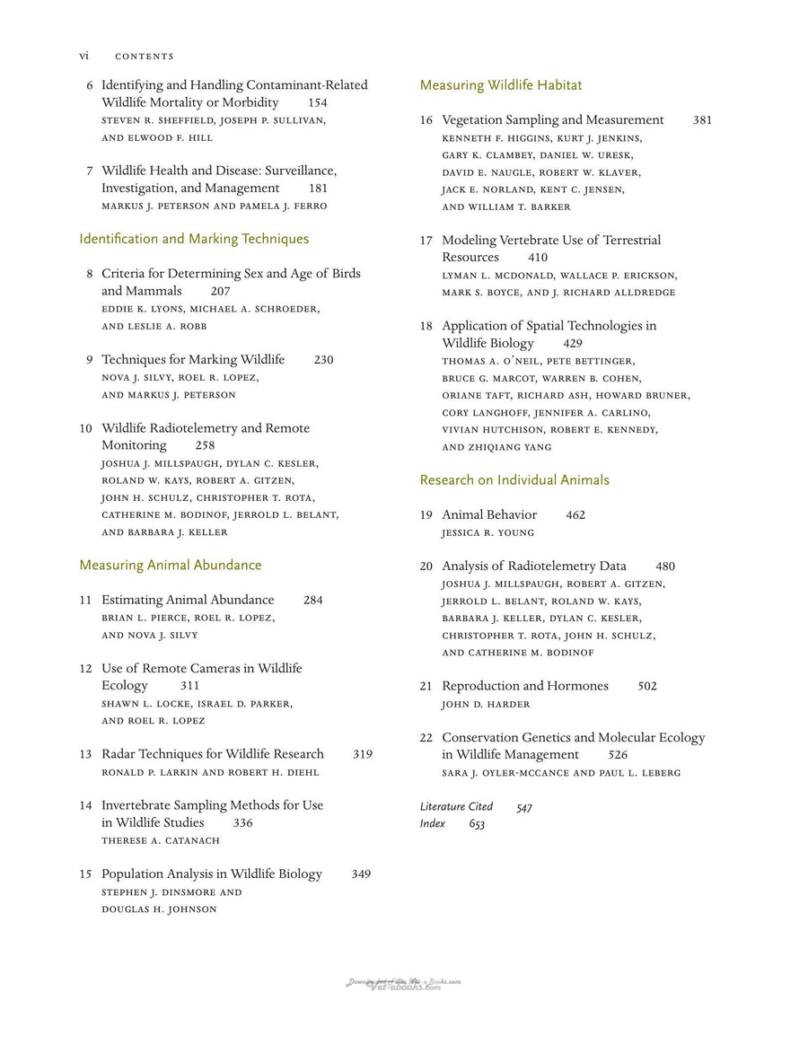 Preview page of The Wildlife Techniques Manual 2 Volume Set