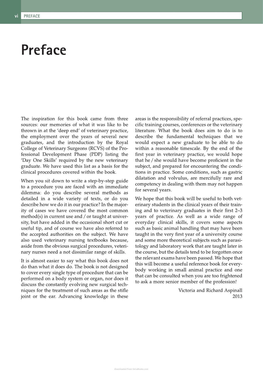 Preview page of Aspinall Clinical Procedures in Small Animal Veterinary Practice