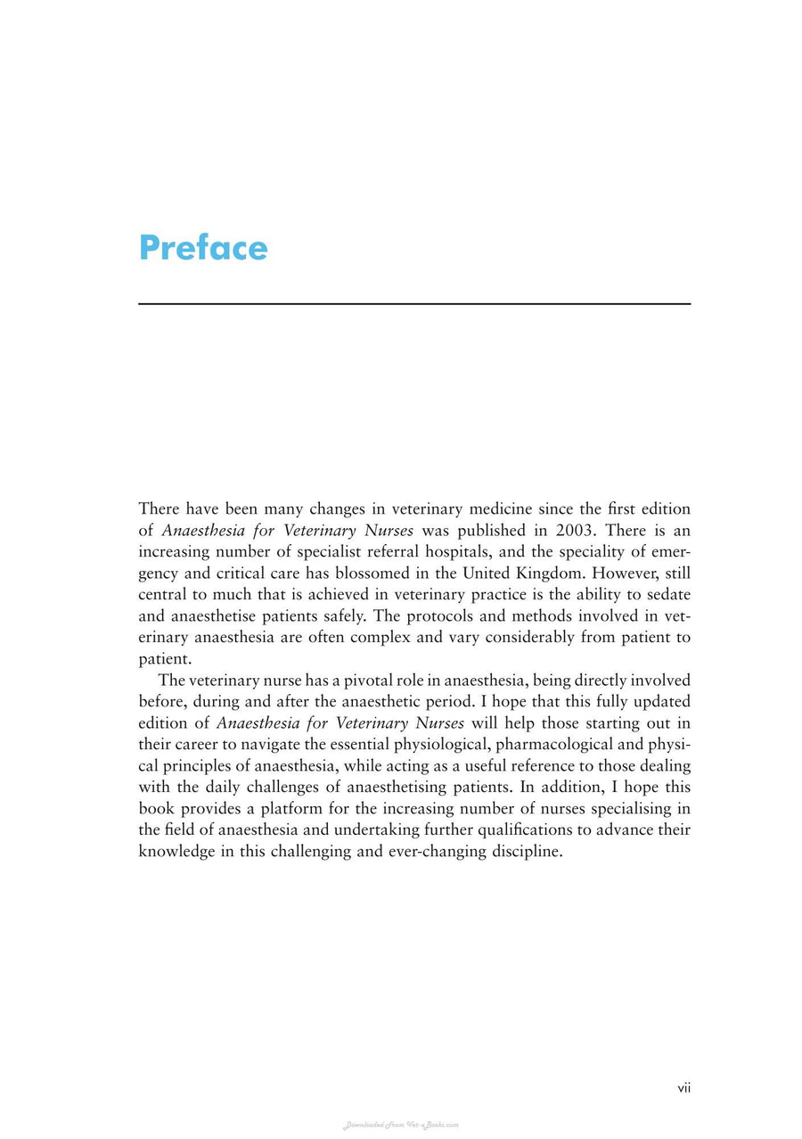 Preview page of Anaesthesia for Veterinary Nurses 2nd Edition