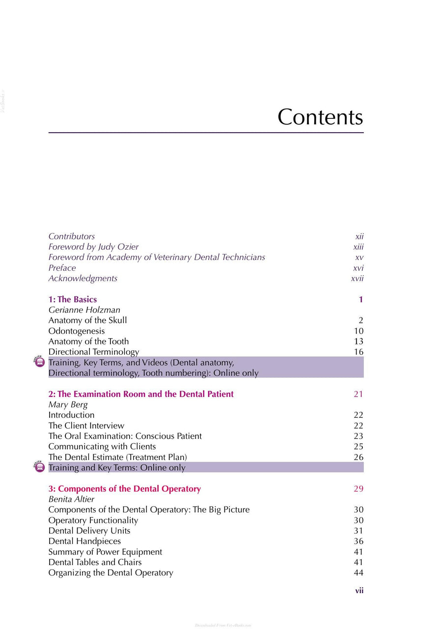 Preview page of Small Animal Dental Procedures for Veterinary Technicians and Nurses 2nd Edition