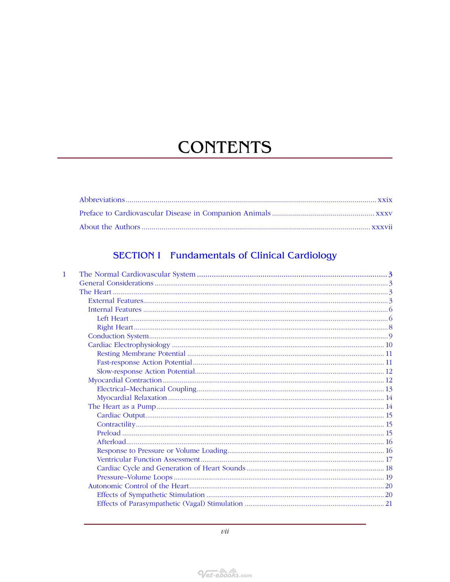Preview page of Cardiovascular Disease in Companion Animals Dog Cat and Horses 2nd Edition