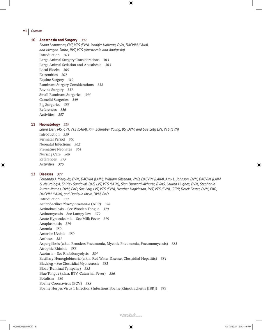 Preview page of Large Animal Medicine for Veterinary Technicians