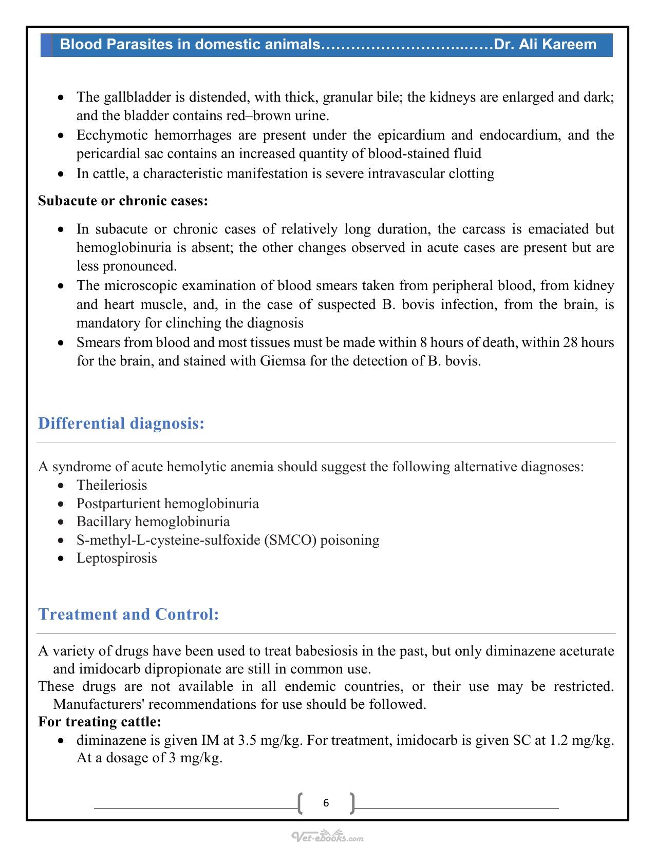 Blood Parasites In Domestic Animals