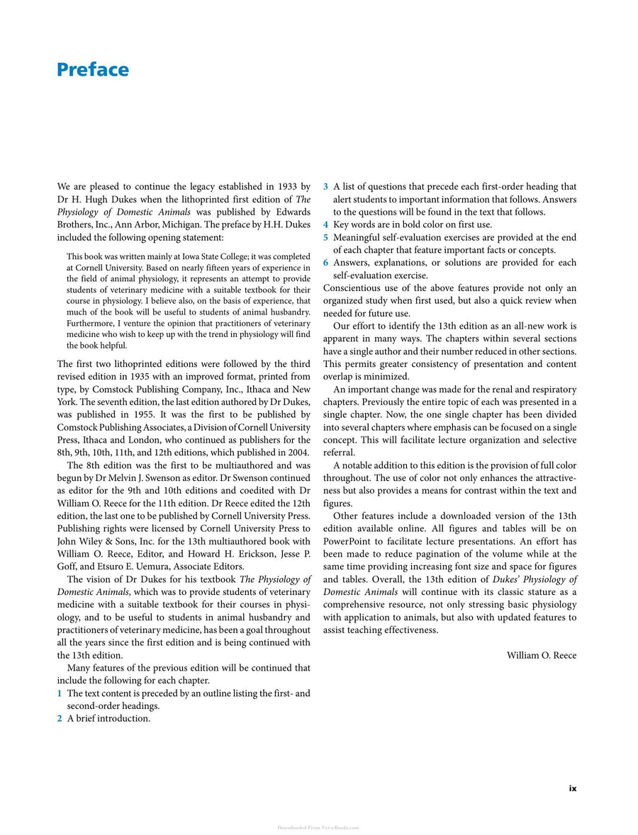 Preview page of Dukes Physiology of Domestic Animals 13th Edition