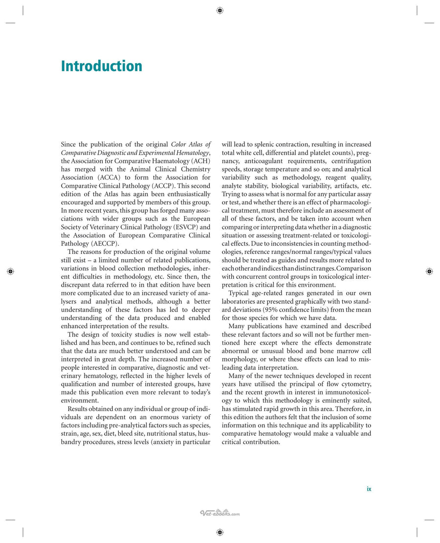 Preview page of Atlas of Comparative Diagnostic and Experimental Hematology 2nd Edition