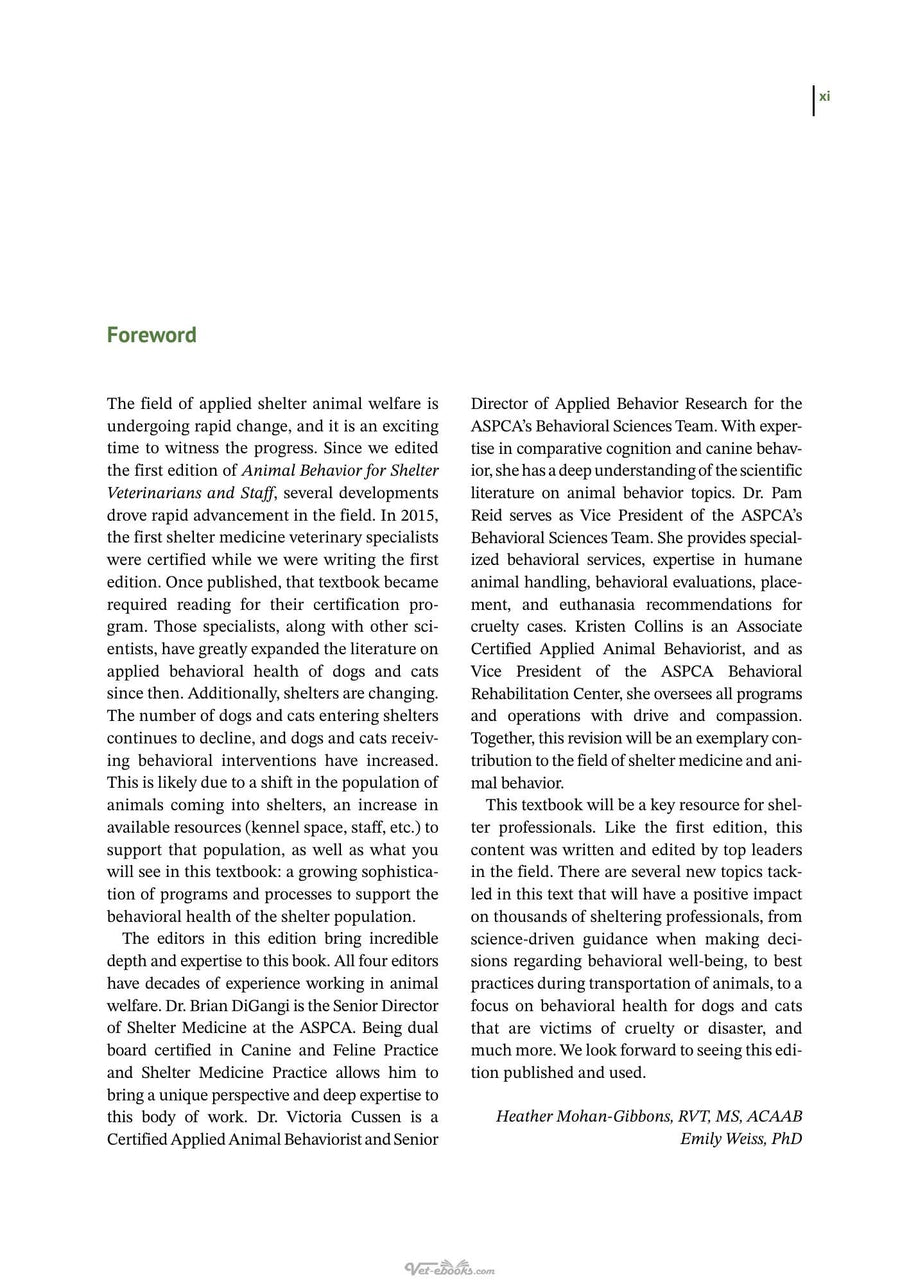 Preview page of Animal Behavior for Shelter Veterinarians and Staff 2nd Edition