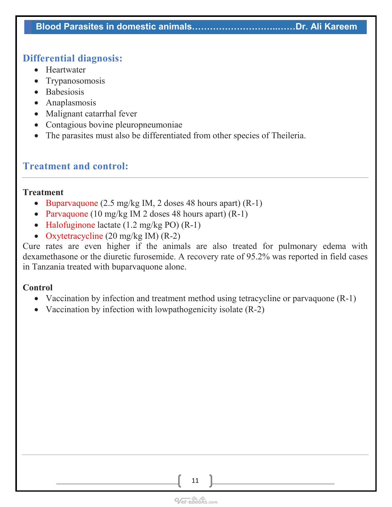 Blood Parasites In Domestic Animals