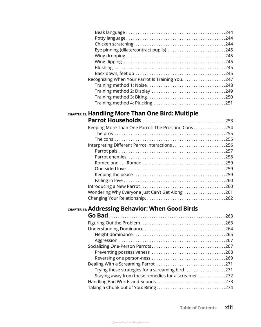 Preview page of Parrots for Dummies 2nd Edition