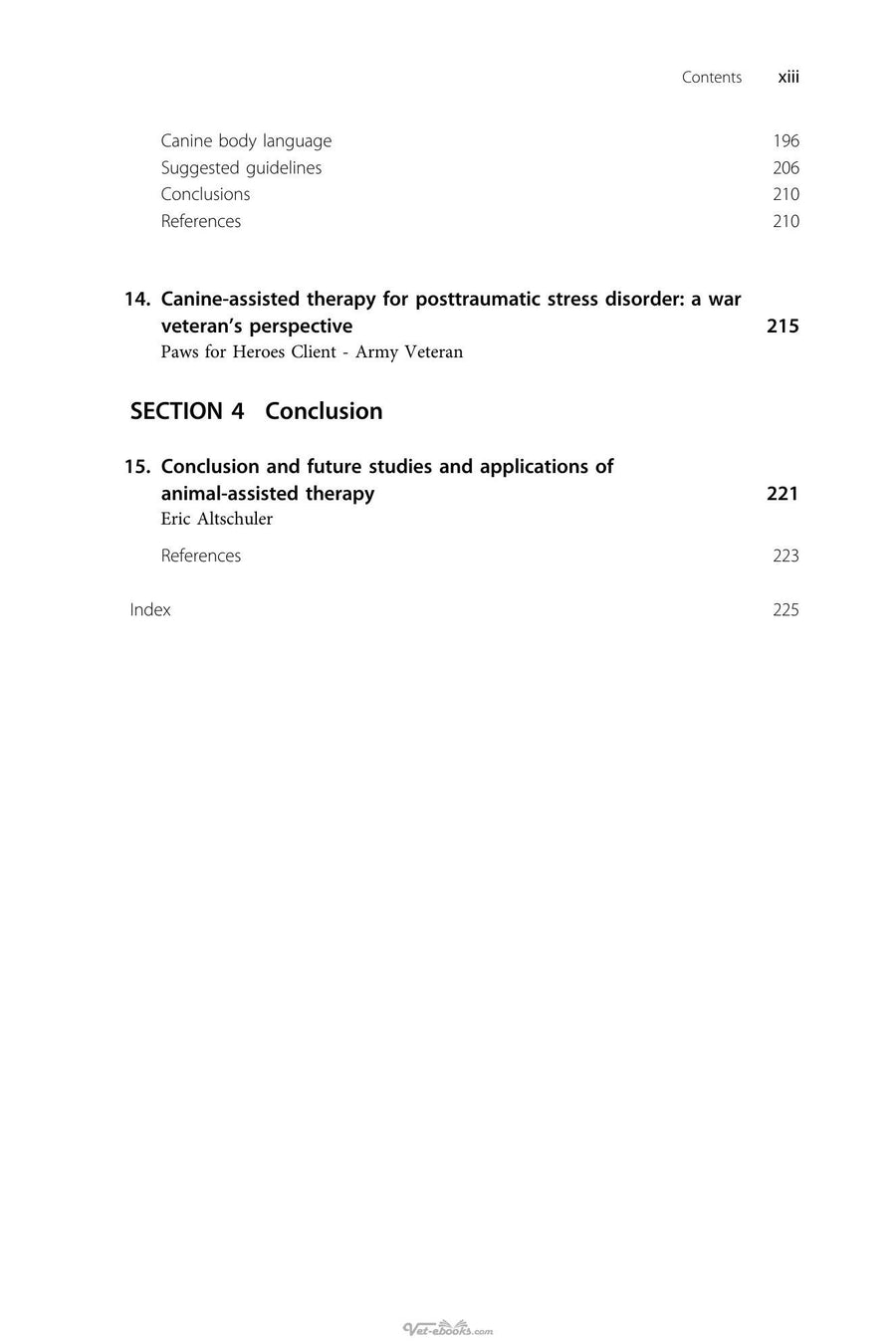 Preview page of Animal Assisted Therapy Use Application by Condition